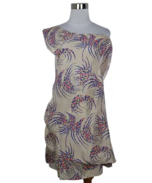Vanessa Bruno Beige Pink & Blue Print Skirt Set sz 2