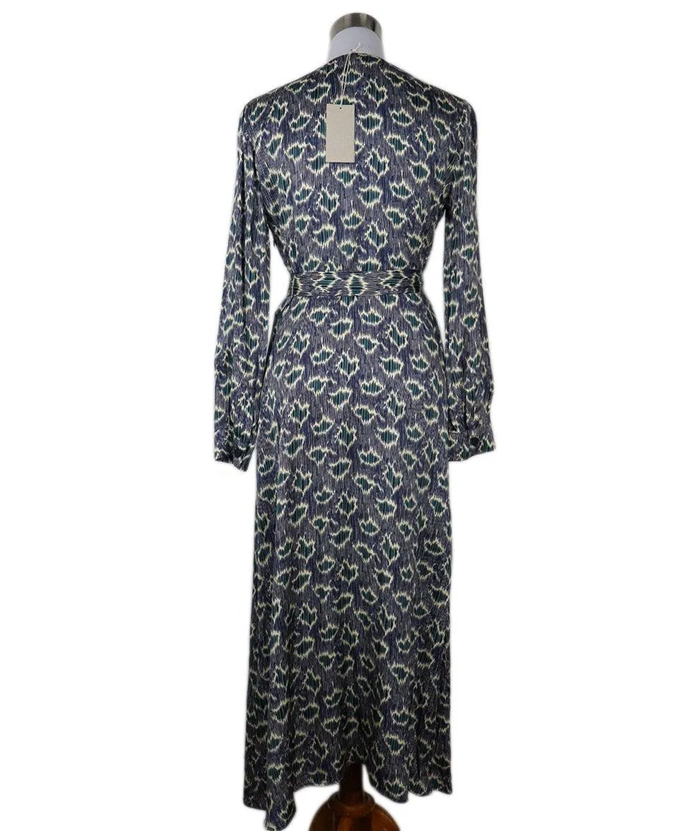 Vanessa Bruno Blue & Green Print Dress sz 8
