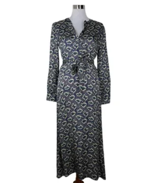 Vanessa Bruno Blue & Green Print Dress sz 8