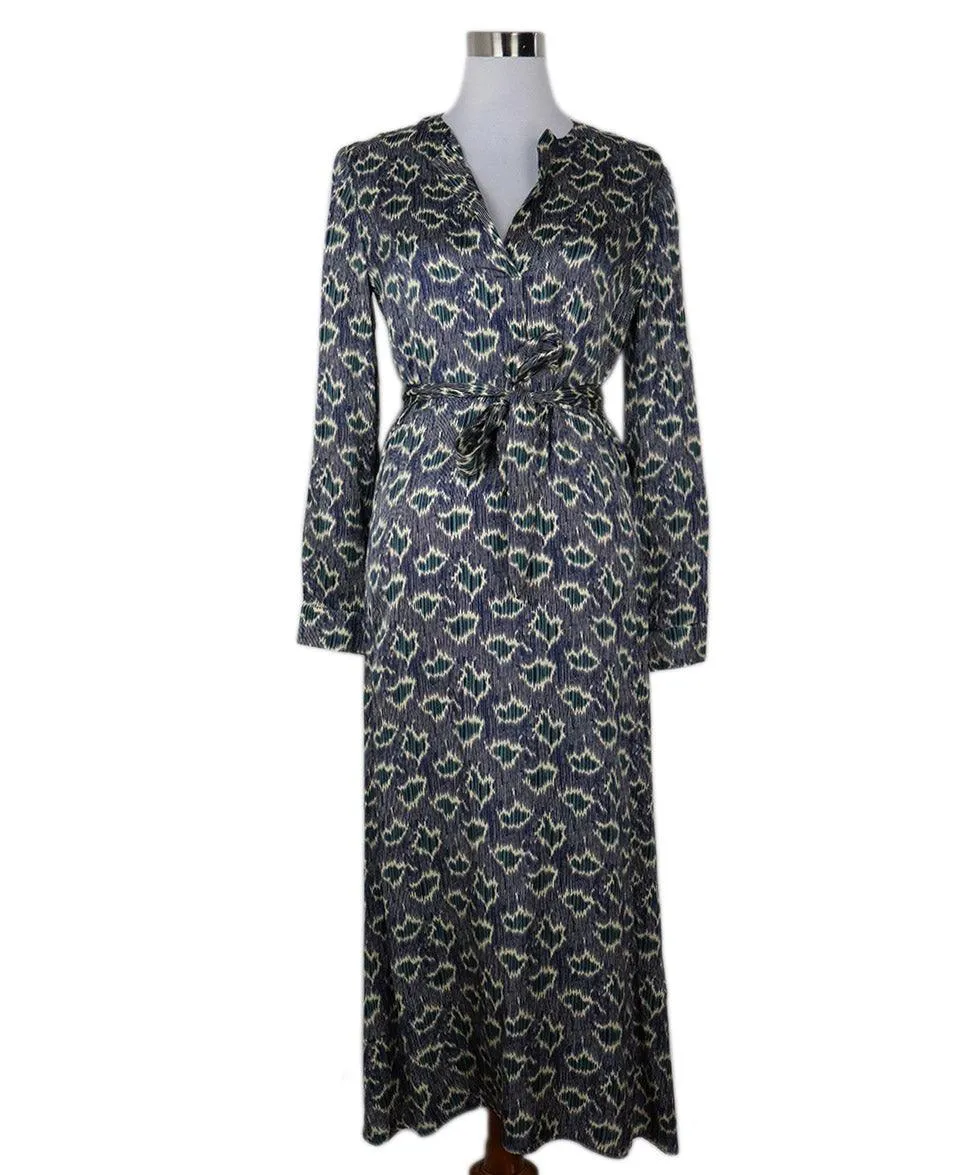 Vanessa Bruno Blue & Green Print Dress sz 8