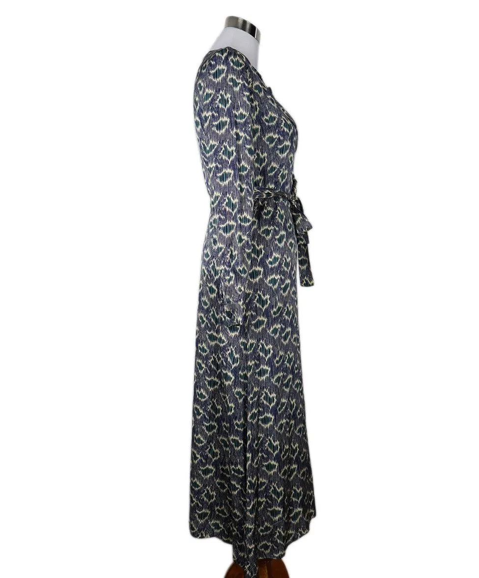 Vanessa Bruno Blue & Green Print Dress sz 8