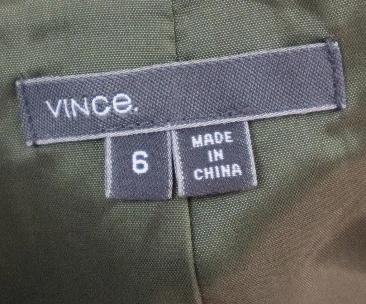 Vince Distressed Leather Olive Green Jacket sz 6