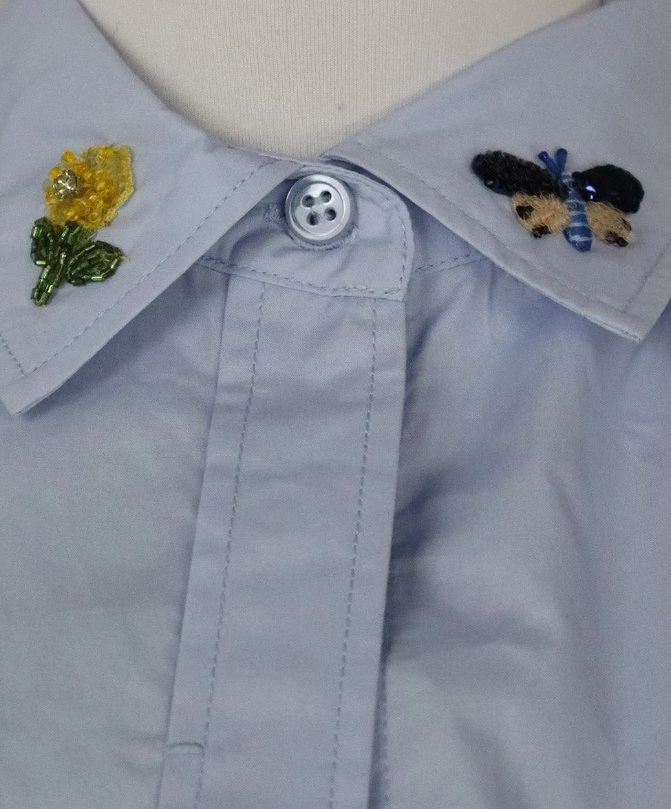 Weekend by Max Mara Embroidered Blue & White Shirt sz 4