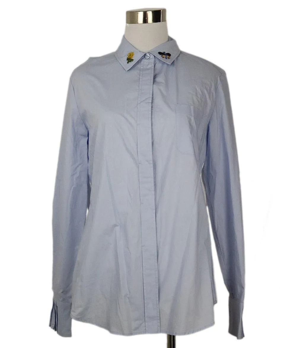 Weekend by Max Mara Embroidered Blue & White Shirt sz 4
