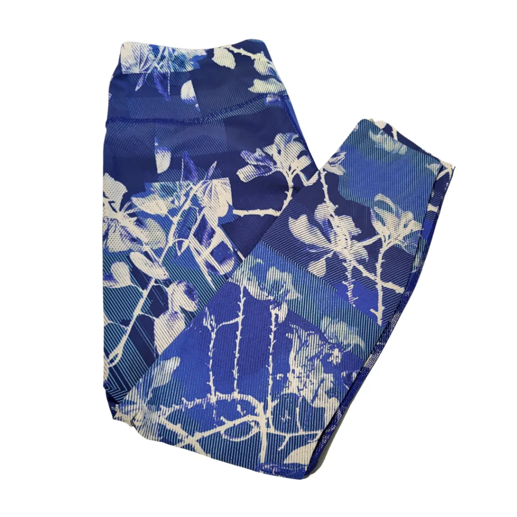 Women's Brooks Blue Floral Lightweight Running Tights Size M MSP$88