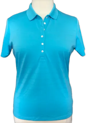 Women's Callaway Aqua Blue Mesh Striped Polo Size XL MSP$65
