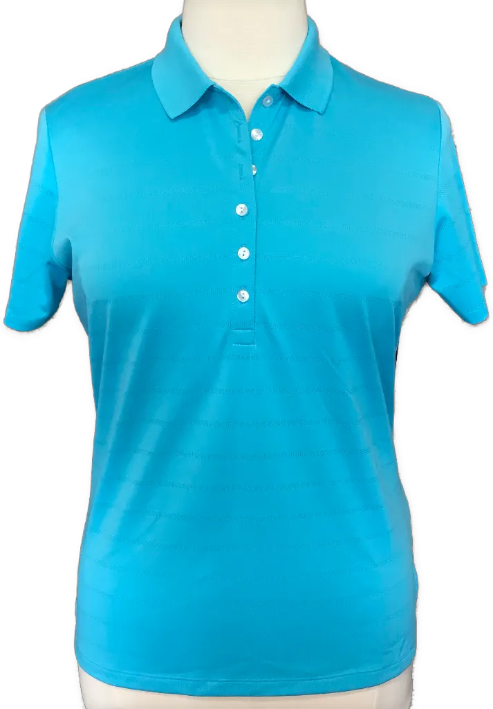 Women's Callaway Aqua Blue Mesh Striped Polo Size XL MSP$65
