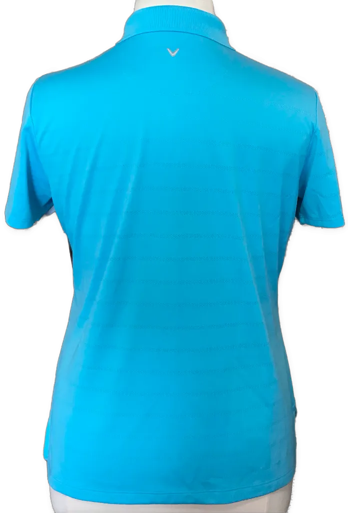 Women's Callaway Aqua Blue Mesh Striped Polo Size XL MSP$65