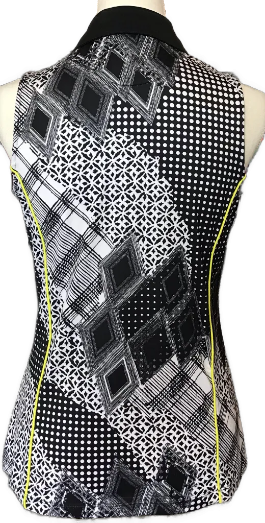 Women's Callaway Black Sleeveless Polo w. Print Inserts Size S MSP$65