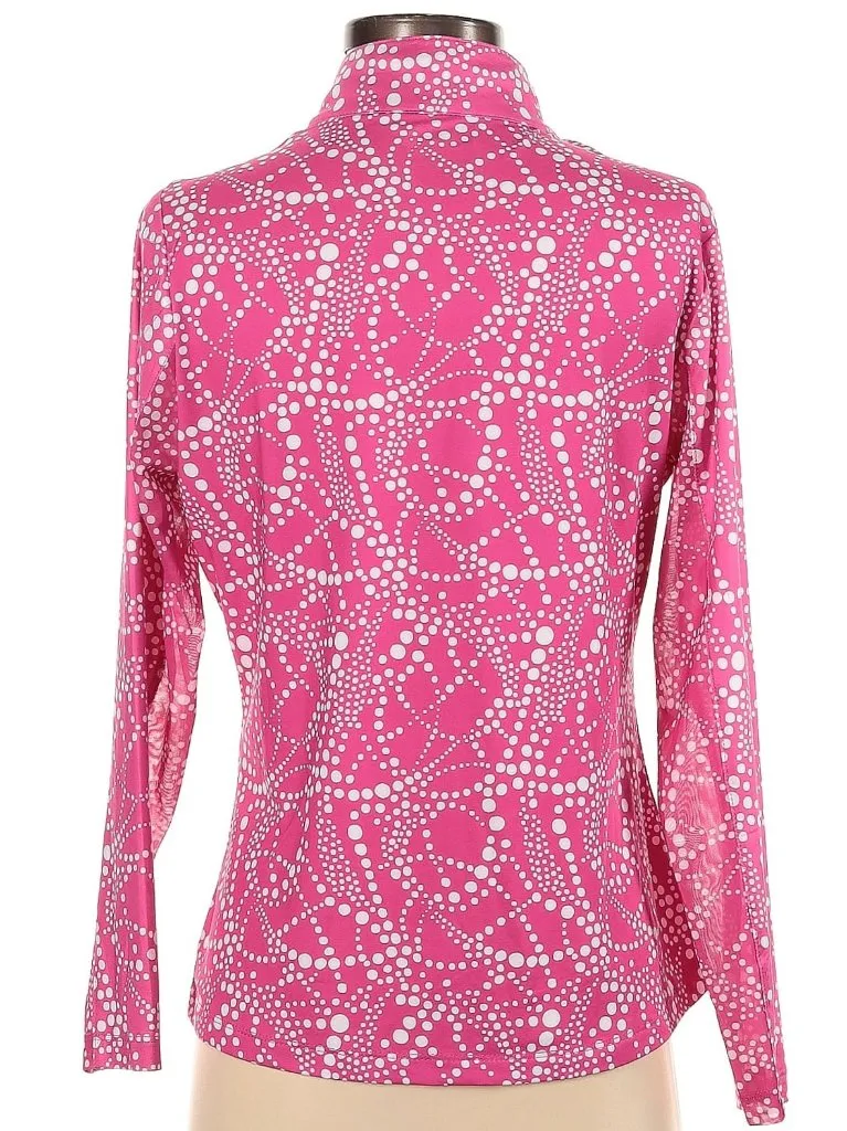 Women's Gottex Pink & White For Print Sun Shirt Size S