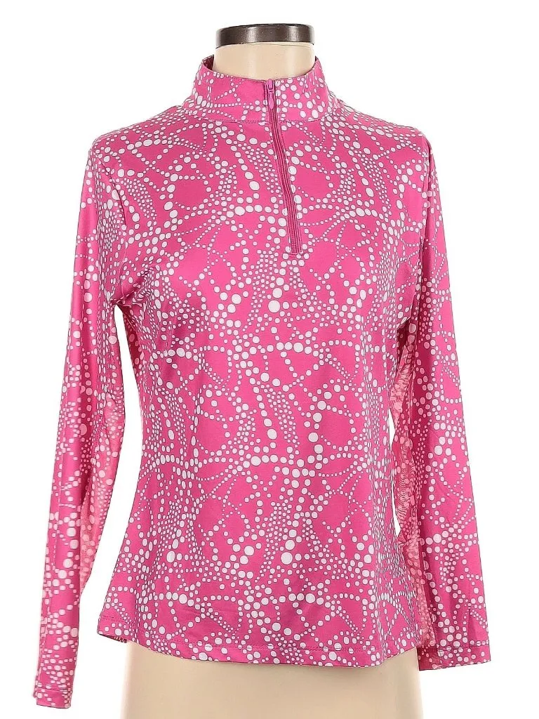 Women's Gottex Pink & White For Print Sun Shirt Size S