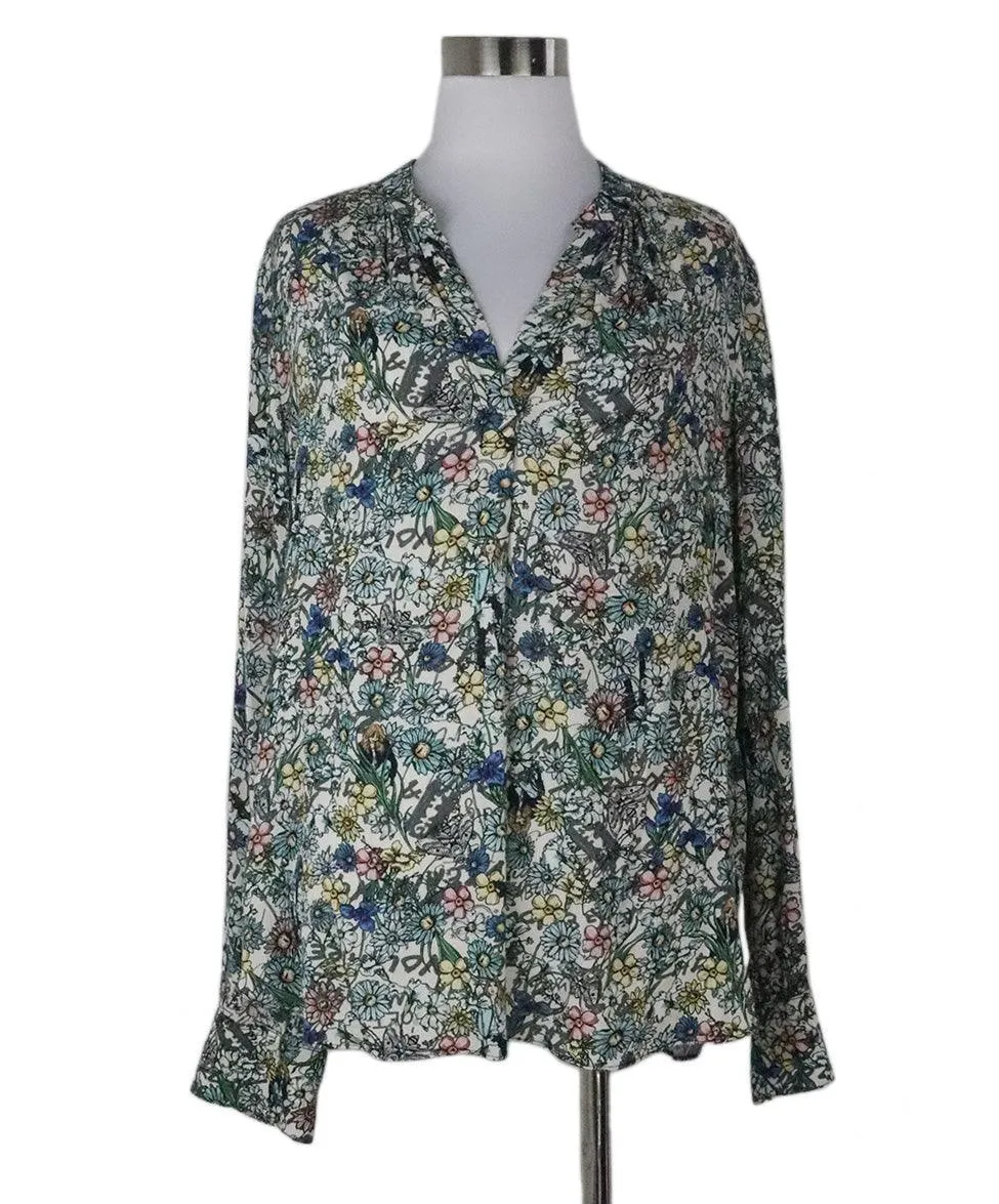 Zadig & Voltaire Multi Floral Print Blouse sz 4