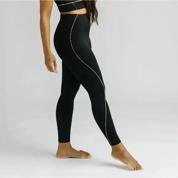 Zyia Active Black Gilded Light n Tight 7/8 24” Size 8-10